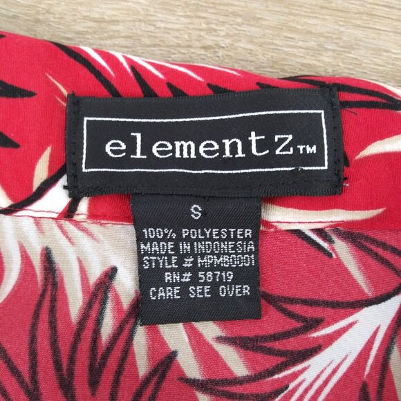 Elementz Shirt Womens Size Small Red Tropical Short Sleeve Button Up Top - Picture 5 of 6